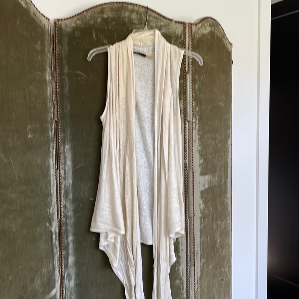 Sleeveless coverup in iridescent cream